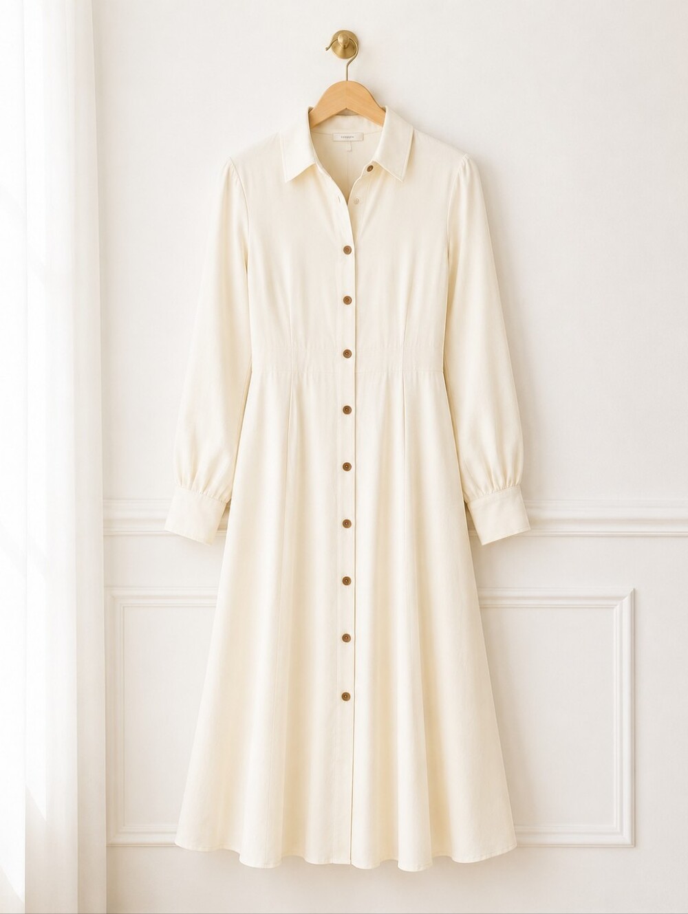 NWT | BANANA REPUBLIC Cream Midi Shirt DRESS | Tencel Lyocell | Size: Small - Picture 6 of 9